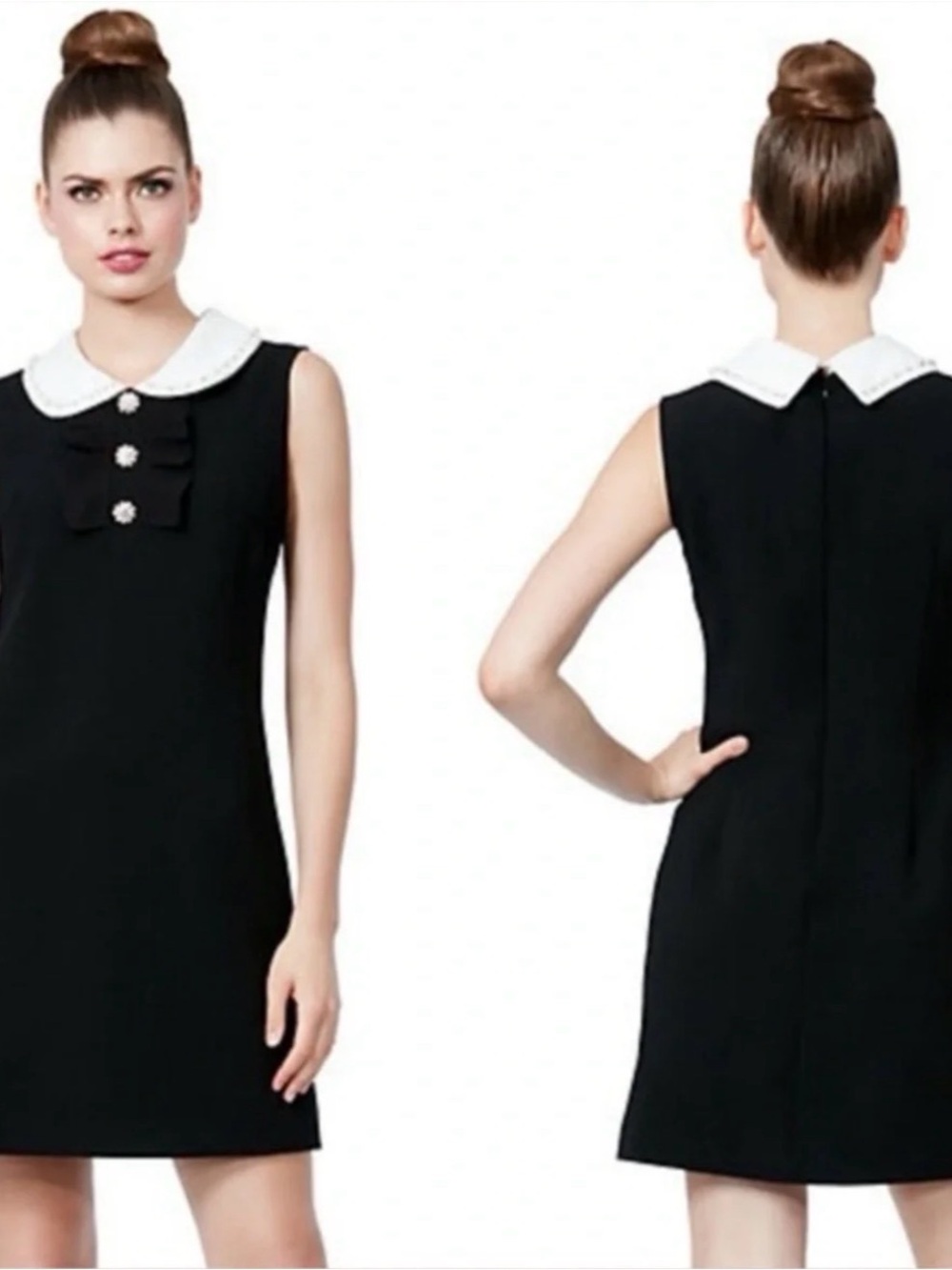 Betsey Johnson Black Sleeveless Mini Dress with White Peter Pan Collar